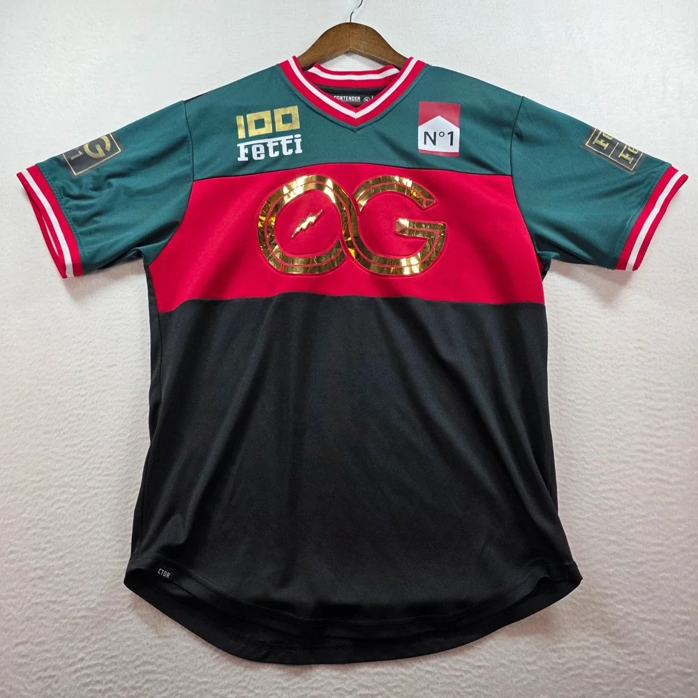 Contender Mens Streetwear Jersey XL‎ Green Red Black Gold Metallic OG Fetti N1